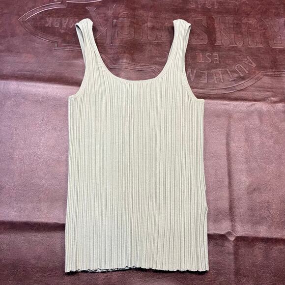 Madewell Ribbed Knit Tank Top Small light Green Stretch Sleeveless N0974 SP24 - Picture 1 of 10